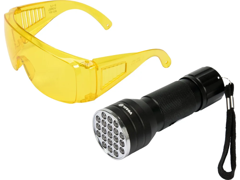 Kit lanternă led uv+ochelari