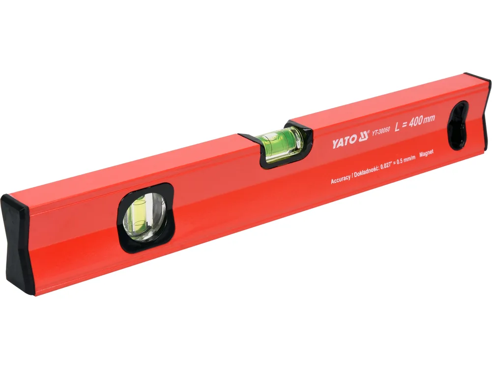 Nivelă de aluminiu magnetică 400 mm, 2 bule